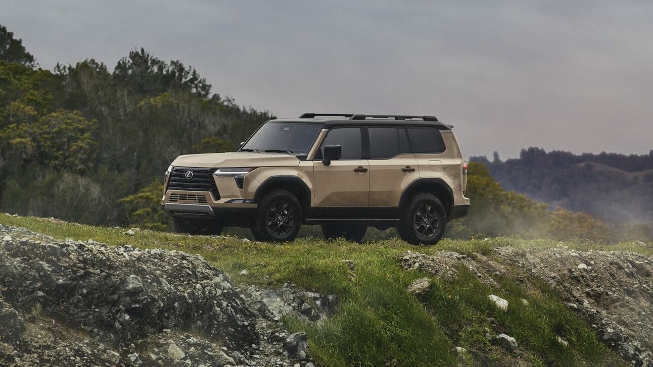 The 2024 Lexus GX Overtrail on a gravel trail