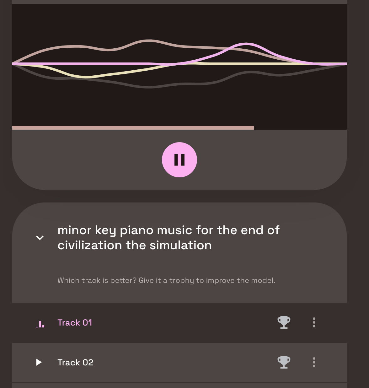 Google’s AI Test Kitchen interface with the MusicLM text-to-music tool